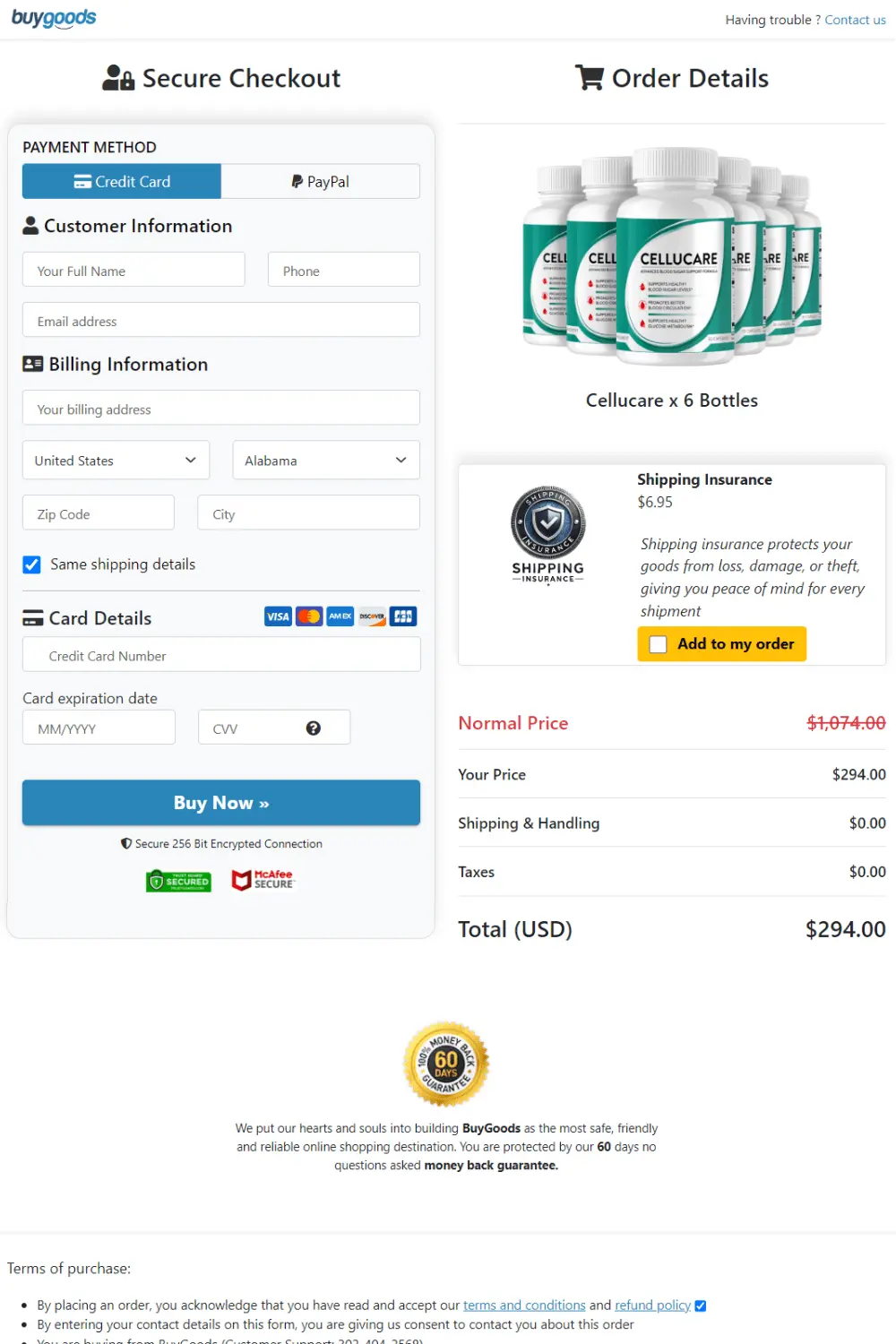 cellucare order form